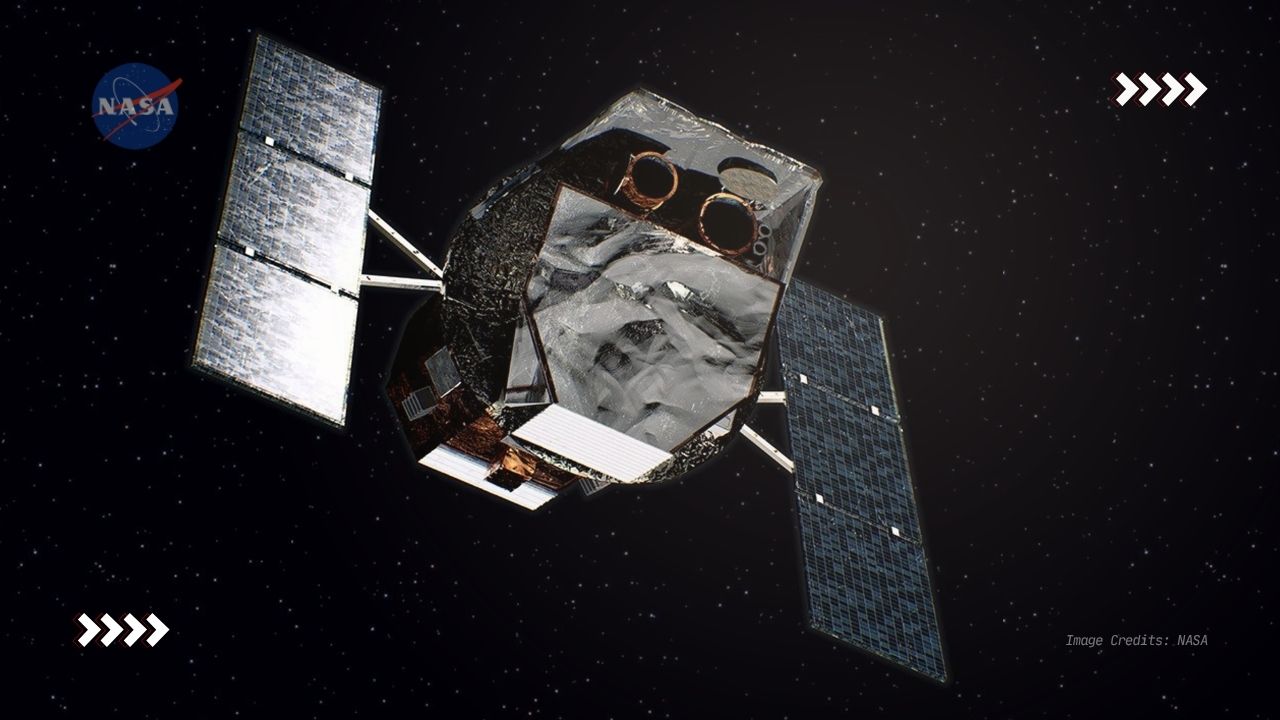 Neil Gehrels Swift Observatory satellite in low Earth orbit, highlighting NASA's $30 million investment in in-space servicing and satellite life extension.